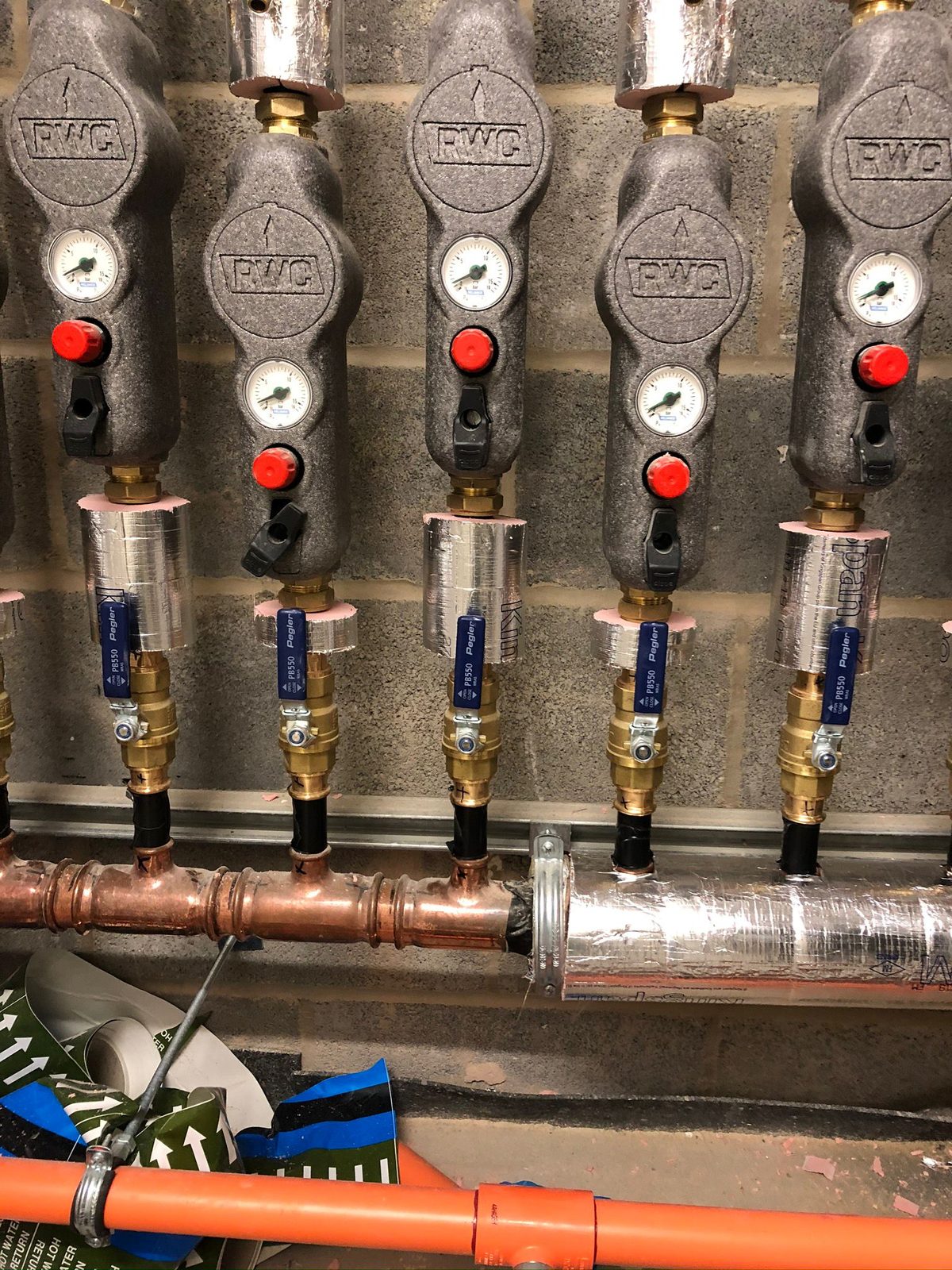 Professional RWC manifold installation for central heating system in Bedfordshire